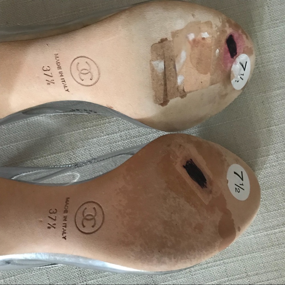 Chanel silver leather/clear Cinderella Slippers - Picture 7 of 8
